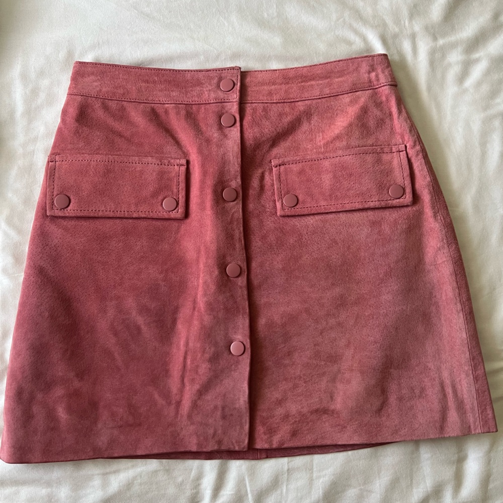 MNG Pink suede skirt